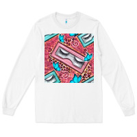 White cosmetic fake eyelashes and butterfly with leopard seamless pattern bb Long Sleeve Tee - BundleAndBundleShop