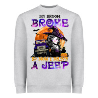 Heather Grey my broom broke so now i drive a j.e.e.p witch halloween t shirt Heavyweight Sweatshirt - StudioElite