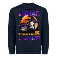 Navy my broom broke so now i drive a j.e.e.p witch halloween t shirt Heavyweight Sweatshirt - StudioElite