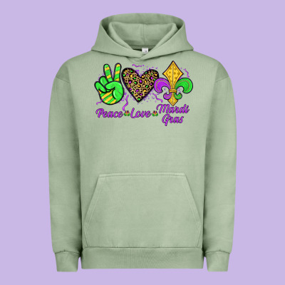 Peace Love Mardi Gras Urban Hoodie Designed By Jahusdesignshop
