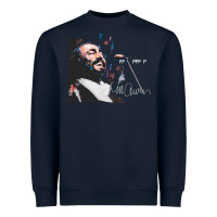 Navy Original Portrait of Luciano Pavarotti Heavyweight Sweatshirt - StudioElite