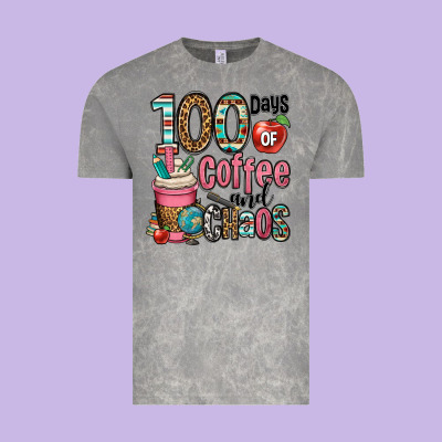 Hundred Days Of Coffee And Chaos Vintage Tee Designed By Oliviacreatesart