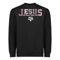 Black Texas A&m Aggies Jesus - Had 12 Men - Patterned Heavyweight Sweatshirt - PixelFlow
