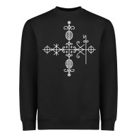 Black haitian veve  voodoo symbol t shirt Heavyweight Sweatshirt - PixelFlow