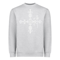 Heather Grey haitian veve  voodoo symbol t shirt Heavyweight Sweatshirt - PixelFlow