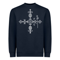 Navy haitian veve  voodoo symbol t shirt Heavyweight Sweatshirt - PixelFlow
