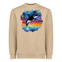 Orca Killer Whale Starry Night Impressionist Dog Art By Aja Heavyweight Sweatshirt | Teevron