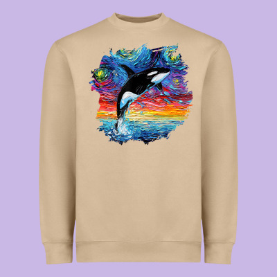 Orca Killer Whale Starry Night Impressionist Dog Art By Aja Heavyweight Sweatshirt Designed By Pixelflow
