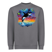 Storm Orca Killer Whale Starry Night Impressionist Dog Art By Aja Heavyweight Sweatshirt - PixelFlow