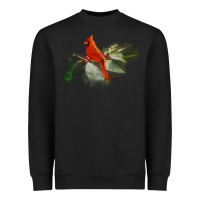 Black wild red cardinal bird long sleeve Heavyweight Sweatshirt - PixelFlow