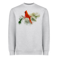 Heather Grey wild red cardinal bird long sleeve Heavyweight Sweatshirt - PixelFlow