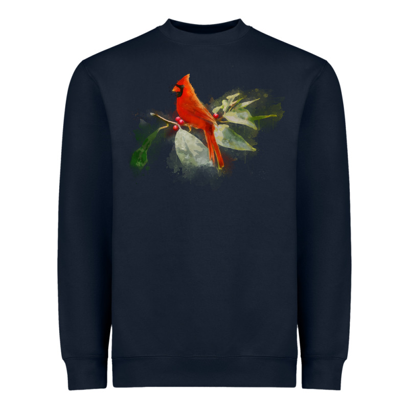 Wild Red Cardinal Bird Long Sleeve Heavyweight Sweatshirt by PixelFlow | Teevron
