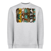 Heather Grey western handdrawn patterns brushstrokes Heavyweight Sweatshirt - BarkalooDesign