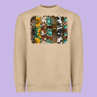 Western Handdrawn Patterns Brushstrokes Heavyweight Sweatshirt Designed By Barkaloodesign