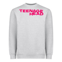 Heather Grey Teenage Head Print (Pink) Plain Heavyweight Sweatshirt - PixelFlow