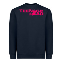Navy Teenage Head Print (Pink) Plain Heavyweight Sweatshirt - PixelFlow