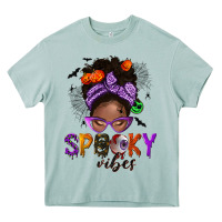 Spooky Vibes Afro Messy Bun Heavy Core Tee | Teevron