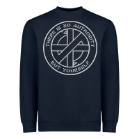 Navy Crass   There Is No  Authority But Yourself Classic Heavyweight Sweatshirt - PixelFlow