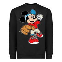 Black micky-playing-baseball-cartoon-illustration-- Heavyweight Sweatshirt - PixelFlow