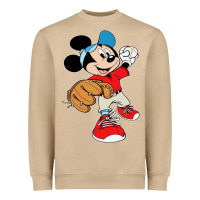 Mushroom micky-playing-baseball-cartoon-illustration-- Heavyweight Sweatshirt - PixelFlow
