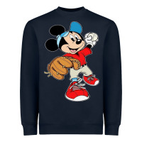 Navy micky-playing-baseball-cartoon-illustration-- Heavyweight Sweatshirt - PixelFlow