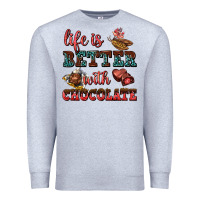 Heather Grey life is better with chocolate Premium Sweatshirt - AdoDesignShop