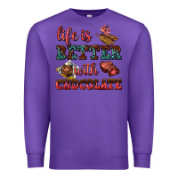 Purple life is better with chocolate Premium Sweatshirt - AdoDesignShop