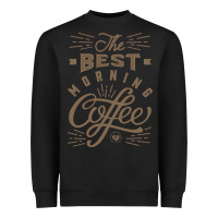 Black The Best Morning Coffee Heavyweight Sweatshirt - PixelFlow
