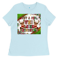 Baby Blue just a girl who loves reindeer Ladies Tee - CowGirlArtShop