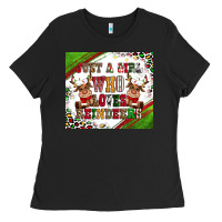 Black just a girl who loves reindeer Ladies Tee - CowGirlArtShop