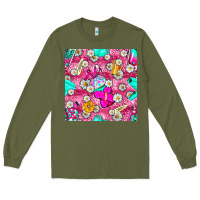 Army Green hairstylist coffee cups and daisy with leopard seamless pattern bbs Long Sleeve Tee - BundleAndBundleShop