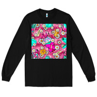 Black hairstylist coffee cups and daisy with leopard seamless pattern bbs Long Sleeve Tee - BundleAndBundleShop