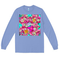Colony Blue hairstylist coffee cups and daisy with leopard seamless pattern bbs Long Sleeve Tee - BundleAndBundleShop