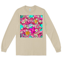 Mushroom hairstylist coffee cups and daisy with leopard seamless pattern bbs Long Sleeve Tee - BundleAndBundleShop