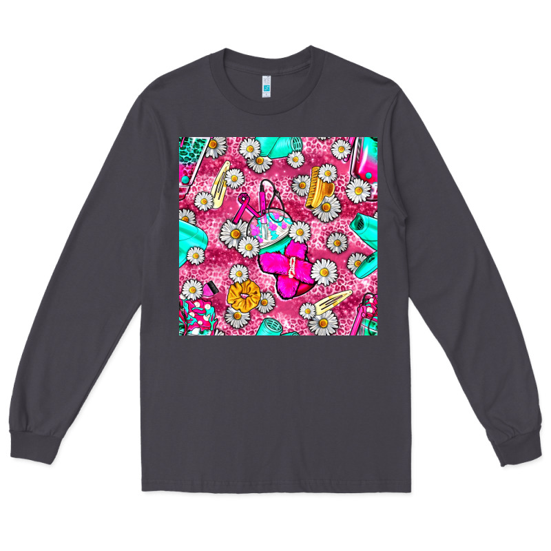 Hairstylist Coffee Cups And Daisy With Leopard Seamless Pattern Bbs Long Sleeve Tee by BundleAndBundleShop | Teevron