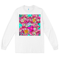 White hairstylist coffee cups and daisy with leopard seamless pattern bbs Long Sleeve Tee - BundleAndBundleShop