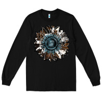 Black cowhide leopard and  leather sunflower Long Sleeve Tee - RanaPortraitStore