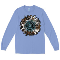 Colony Blue cowhide leopard and  leather sunflower Long Sleeve Tee - RanaPortraitStore