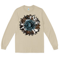 Mushroom cowhide leopard and  leather sunflower Long Sleeve Tee - RanaPortraitStore