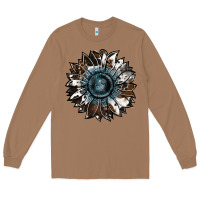 Toasted Coconut cowhide leopard and  leather sunflower Long Sleeve Tee - RanaPortraitStore
