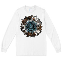 White cowhide leopard and  leather sunflower Long Sleeve Tee - RanaPortraitStore