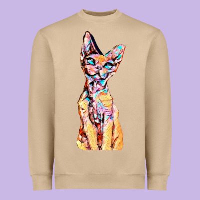 Colorful Cat Heavyweight Sweatshirt Designed By Pixelflow