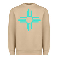 Mushroom New Mexico Zia Sun in Turquoise Blue Heavyweight Sweatshirt - PixelFlow