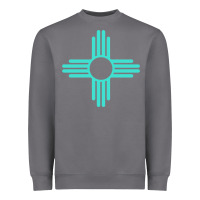 Storm New Mexico Zia Sun in Turquoise Blue Heavyweight Sweatshirt - PixelFlow