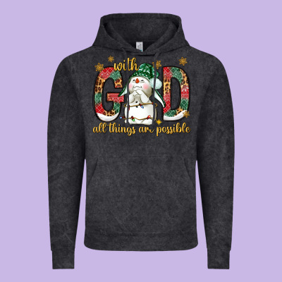With God All Things Are Possible With Snowman Bbs Vintage Hoodie Designed By Bundleandbundleshop