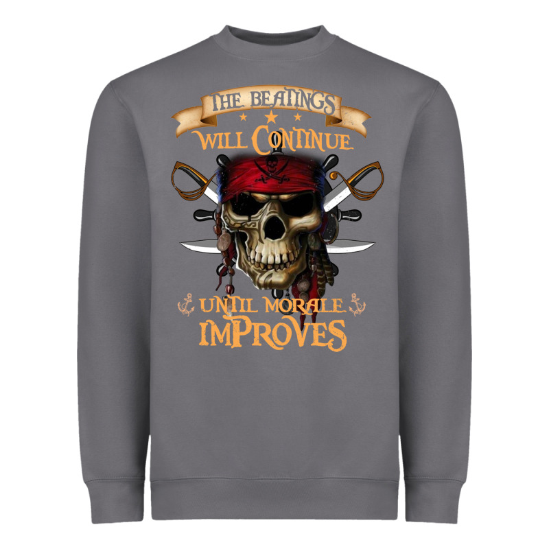 Pirate The Beatings Will Continue Until Morale Improves Heavyweight Sweatshirt by SnappyArt | Teevron