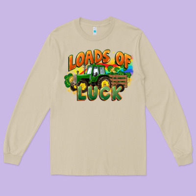Loads Of Luck With Tractor St. Patricks Day Long Sleeve Tee Designed By Fadigitalartstudio