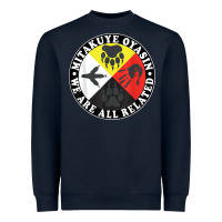 Navy native american medicine wheel, mitakuye oyasin t shirt Heavyweight Sweatshirt - SnappyArt