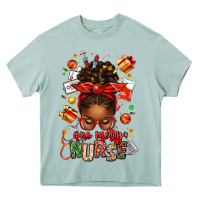 One Merry Nurse Afro Messy Bun Heavy Core Tee | Teevron