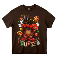 Chocolate Brown one merry nurse afro messy bun Heavy Core Tee - texasbilliewilder